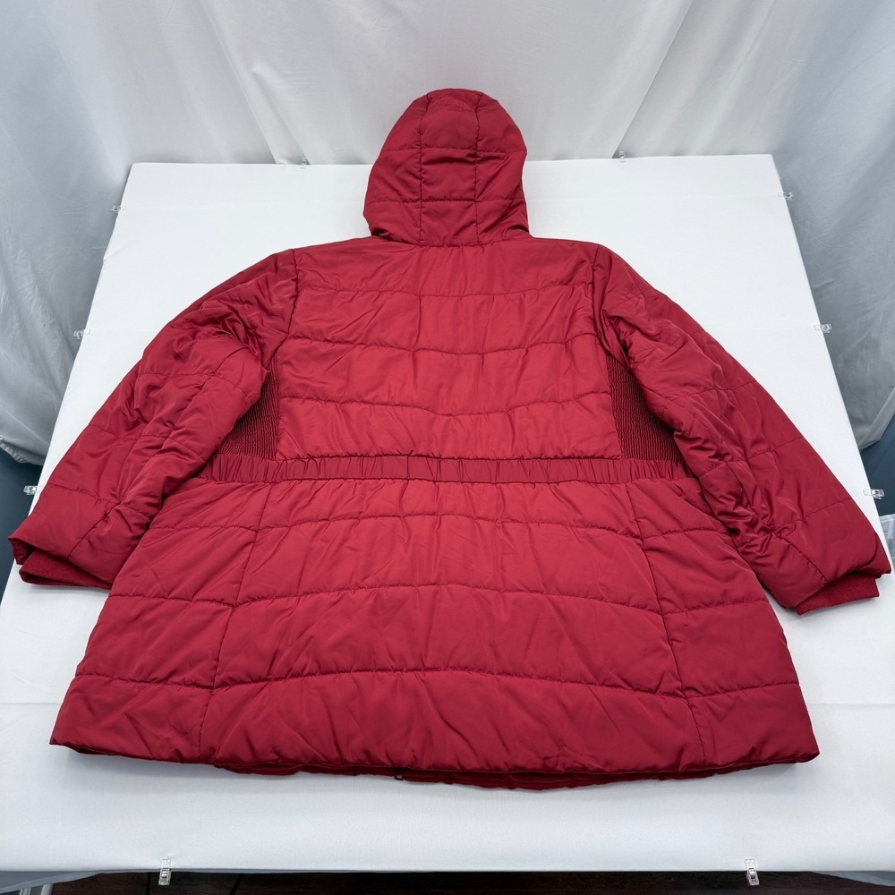 Torrid Fit & Flare Cinch Puffer Jacket Womens 6XL Faux Fur Lined Hooded Coat Red - Picture 2 of 9